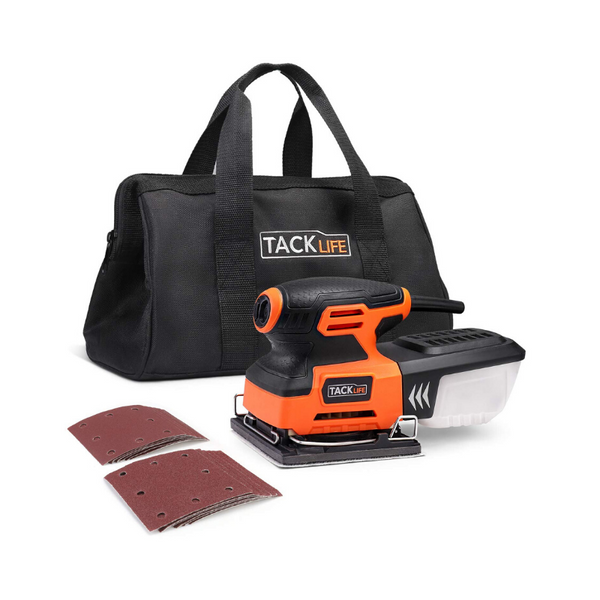 TackLife Palm Sander with 12Pcs Sanding Sheets