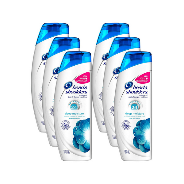 Pack Of 6 Head & Shoulders Deep Moisture Advanced 2 In 1 Dandruff Shampoo And Conditioner