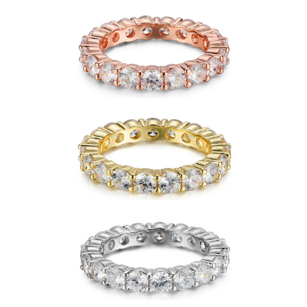 5 CTTW Sterling Silver Round Cut Eternity Band (3 Colors)