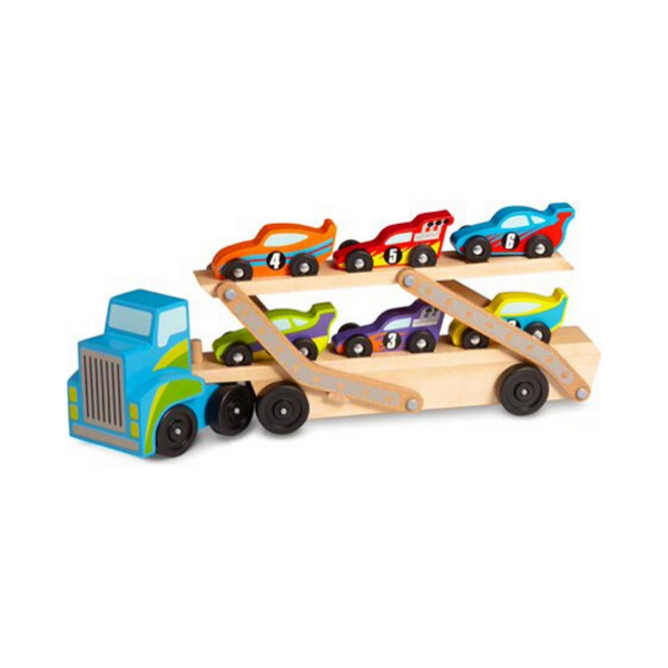 Melissa & Doug Mega Race-Car Carrier w/ 6 Race Cars