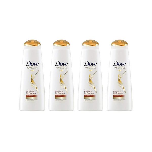 4 Bottles Of Dove Nutritive Solutions Shampoo, Anti-Frizz Oil Therapy