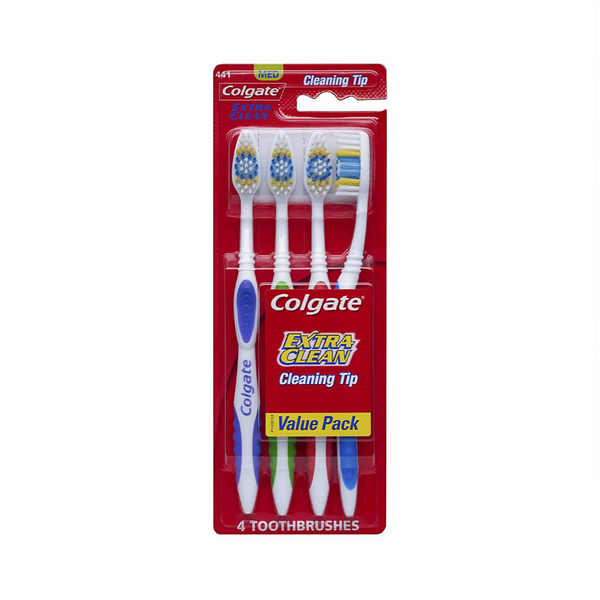 4 cepillos de dientes medianos de cabeza completa Colgate Extra Clean