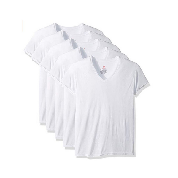 Hanes Paquete de 5 camisetas ComfortBlend con cuello en V para hombre con FreshIQ