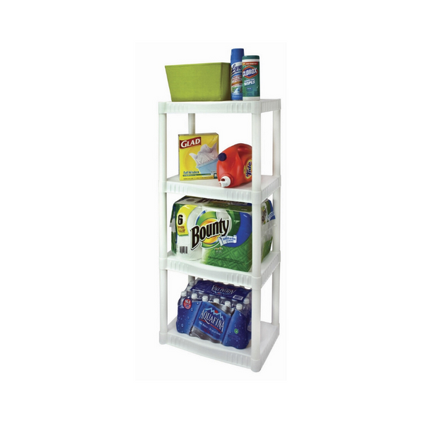 Plano 4-Shelf 48" H Plastic Shelving Unit (White)