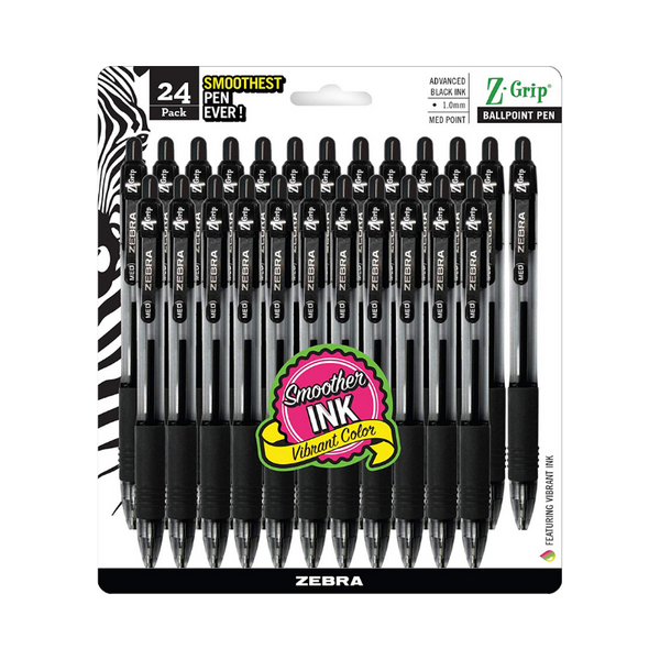 Paquete de 24 bolígrafos retráctiles Zebra Z-Grip