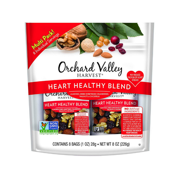 8 bolsas de mezcla de bocadillos de nueces saludables para el corazón Orchard Valley Harvest de 1 oz