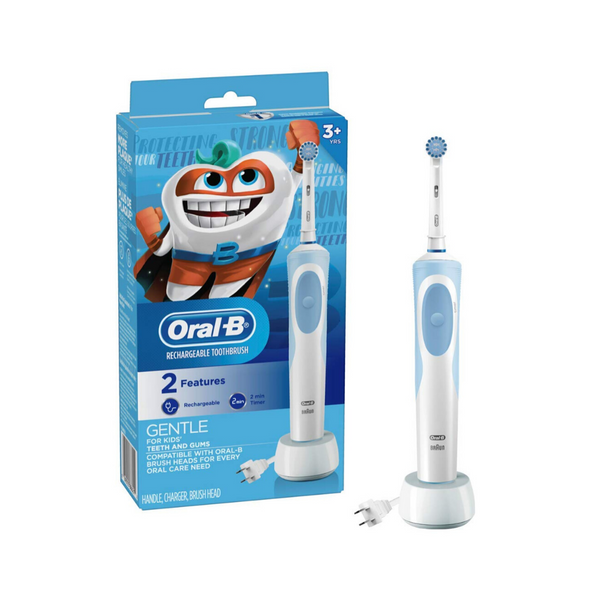 Oral-B Cepillo de dientes eléctrico para niños con cabezal sensible y temporizador