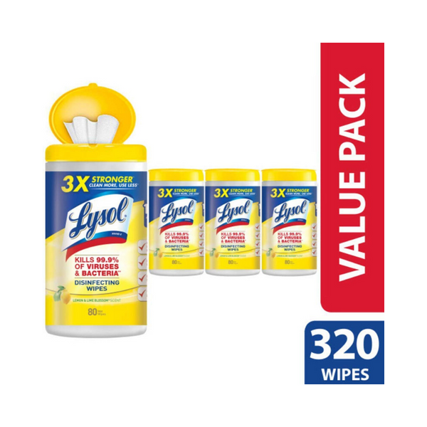 320 Lysol Disinfecting Wipes, Lemon & Lime Blossom