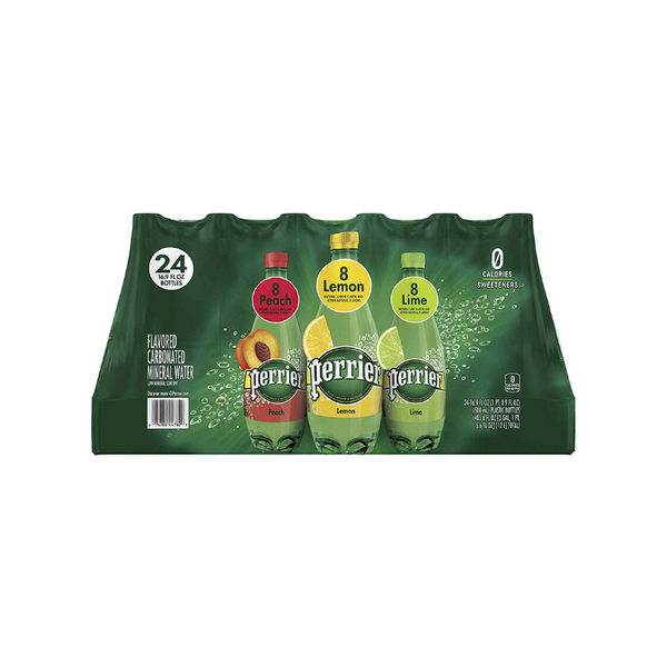 24 botellas de agua mineral Perrier de sabores variados