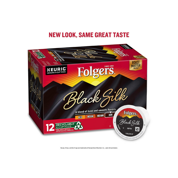 72 Folgers Black Silk Dark Roast Coffee K-Cups