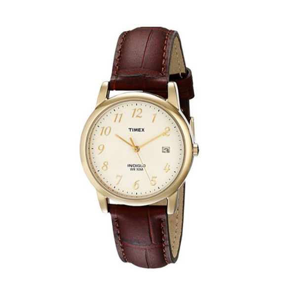 Timex Reloj para hombre con correa de cuero y fecha Easy Reader