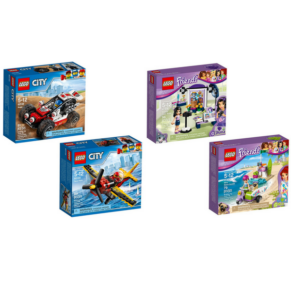 2 juegos del kit de construcción LEGO City Great Vehicles o LEGO Friends Emma y Mia