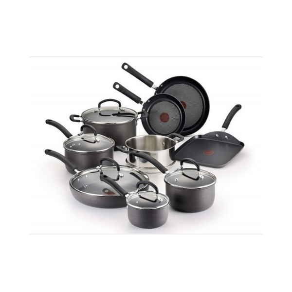 Juego de utensilios de cocina T-fal de anodizado duro de 14 piezas