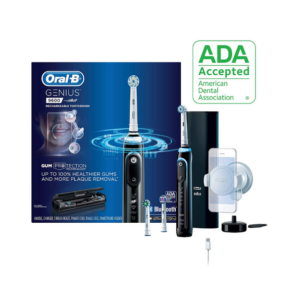 Oral-B 9600 Electric Toothbrush, 3 Brush Heads, Black, Powered by Braun