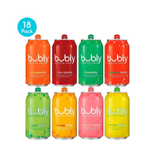 18 Cans bubly Sparkling Water, 8 Flavor Variety Pack