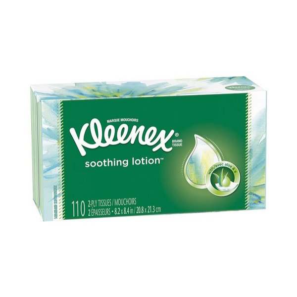 Caja de pañuelos faciales con loción calmante Kleenex con aloe y vitamina E