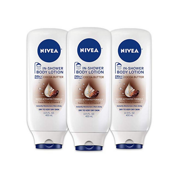 Nivea paquete de 3 de 13,5 oz. Botella de loción corporal para la ducha con manteca de cacao