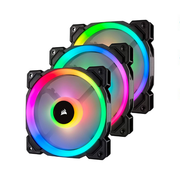 3-Pk Corsair LL120 120mm RGB PWM Fan w/ Dual Light Loop & Lighting Node Pro