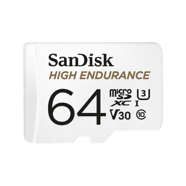 Tarjeta de memoria microSDXC SanDisk High Endurance U3 de 64 GB con adaptador