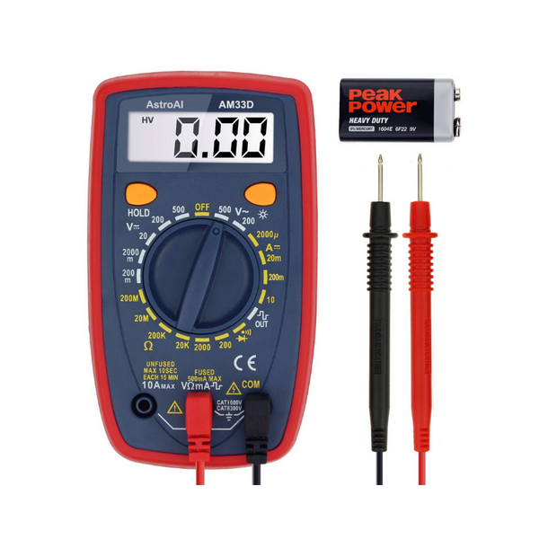 Multímetro digital AstroAI con medidor de prueba de voltaje de diodo y amperios de voltios de ohmios