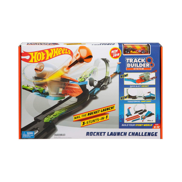 Juego de desafío de lanzamiento de cohetes Track Builder de Hot Wheels