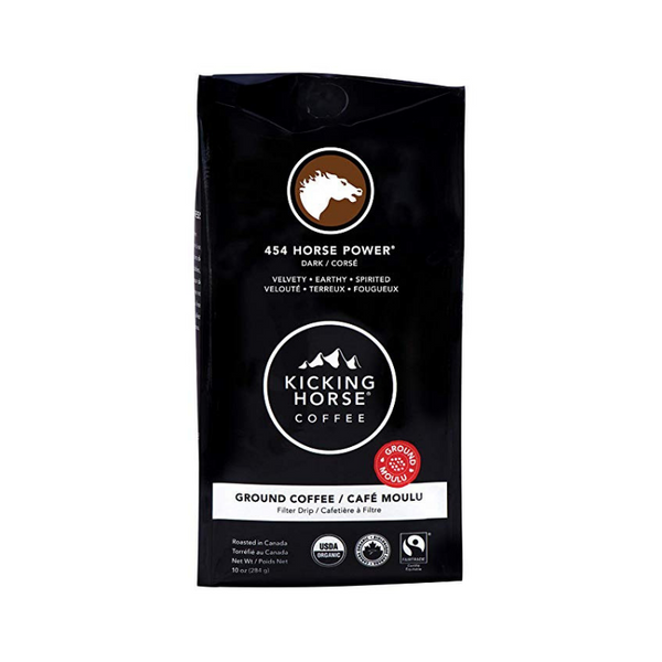 Café tostado oscuro Kicking Horse de 454 caballos de potencia (molido) de 10 onzas