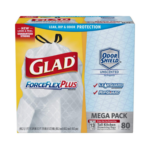 80 Glad Tall Kitchen Drawstring Trash Bags (13 Gallon)