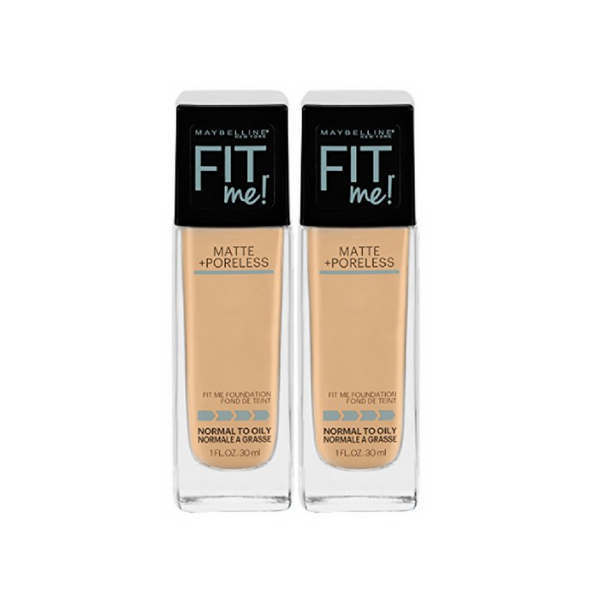 2 Maybelline New York Fit Me Matte + Maquillaje de base líquida sin poros