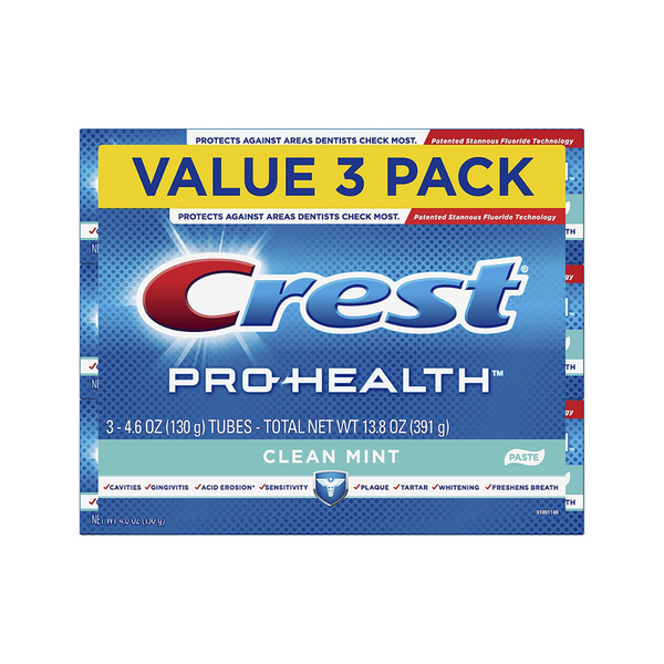 3 Pack Of Crest Pro-Health Clean Mint Toothpaste