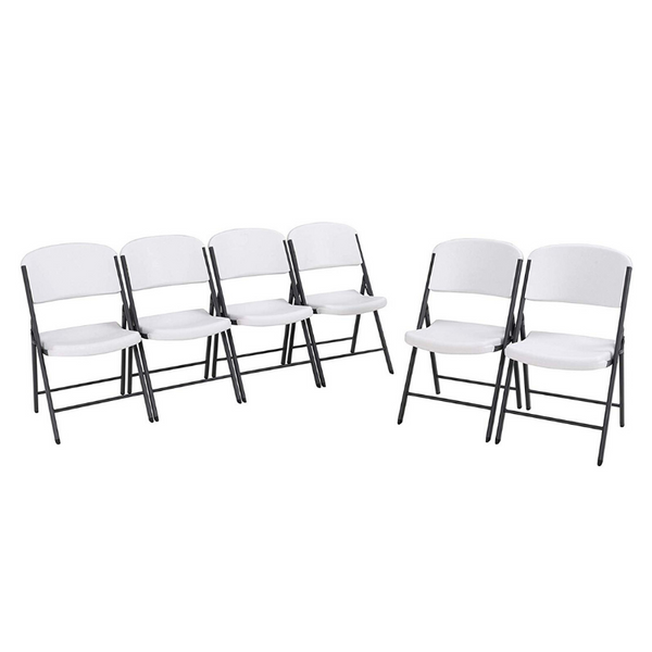 Lifetime Classic Folding Chair, 6 Pack, White Granite