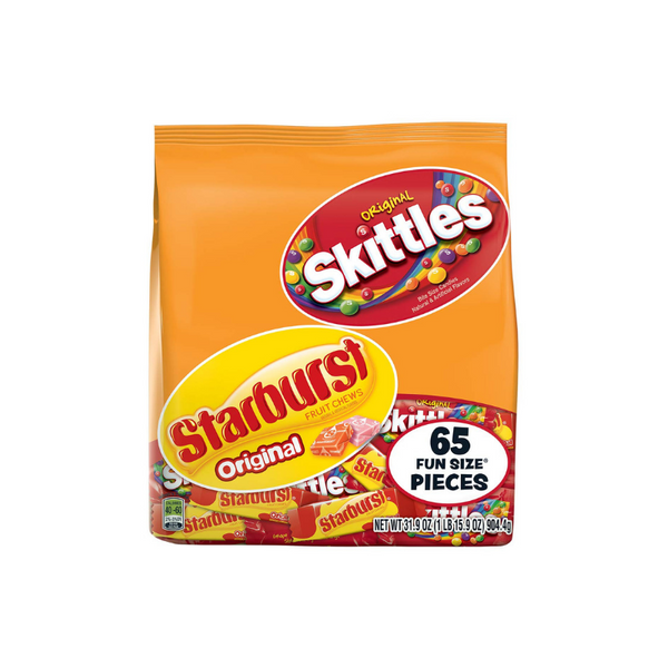 65-Piece 31.9oz Skittles and Starburst Fun Size Variety Mix