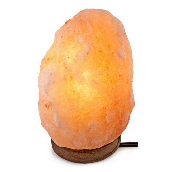 Dimmable Hand Crafted Natural Himalayan Salt Lamp On Wooden Base