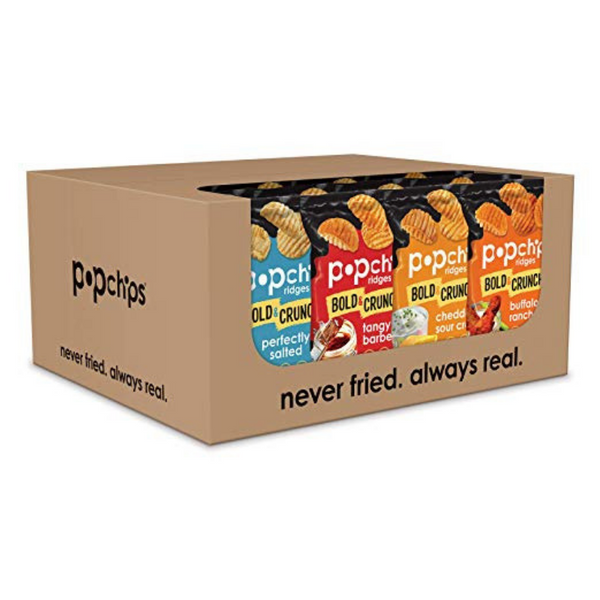 24 Popchips Ridged Potato Chips, Variety Pack