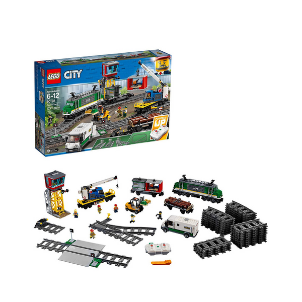 LEGO City Cargo Train 60198 Remote Control Train Building Set with Tracks for Kids (1226 Pieces)