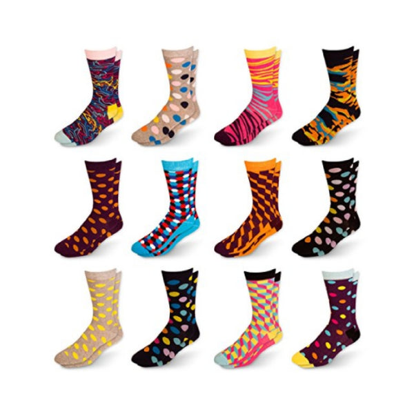 12 pairs of men's dress and casual cotton blend socks