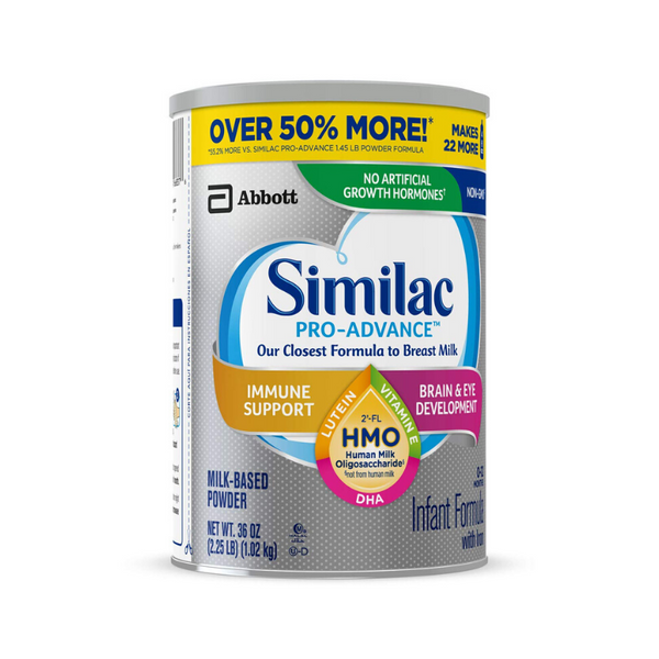 Fórmula infantil Similac Pro-Advance sin OGM de 3 unidades de 36 oz con hierro