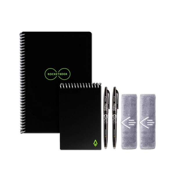 Rocketbook Smart Reusable Notebooks with 2 Pilot Frixion Pens - Black