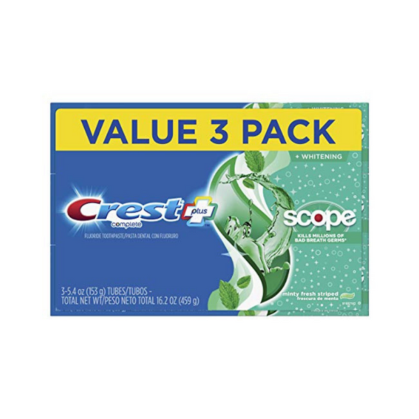 3-Pack 5.4oz. Crest Complete Whitening Plus Scope Toothpaste (Minty Fresh)