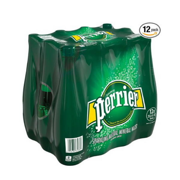 12 Bottles of Perrier Sparkling Mineral Water, 33.8 fl oz.