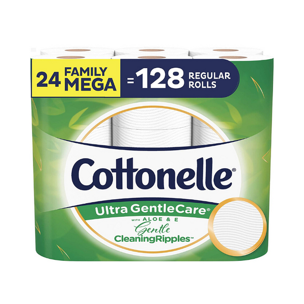 Mega rollo de papel higiénico familiar Cottonelle Ultra GentleCare de 24 unidades