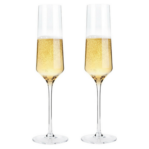 Set of 2 Bella Vino crystal champagne flute glasses