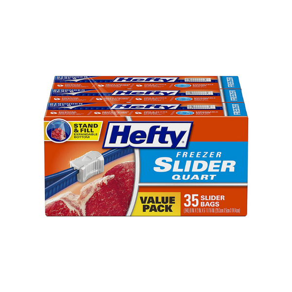 105 bolsas deslizantes para congelador Hefty, tamaño de un cuarto