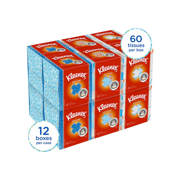 12 cajas en cubos de pañuelos faciales antivirales Kleenex