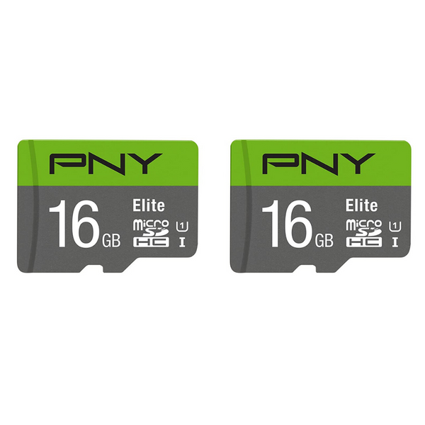 Paquete de 2 tarjetas MicroSD PNY de clase Elite de 16 GB