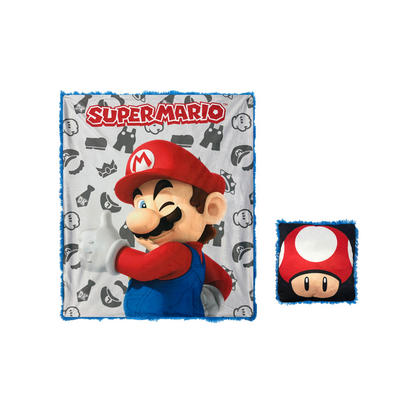 2-Pc. Super Mario Kids' Pillow & Throw Set With Gift Box (9 Styles)