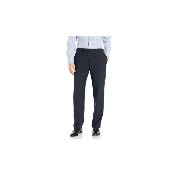 Haggar Pantalones de vestir con cintura expandible y frente plisado para hombre