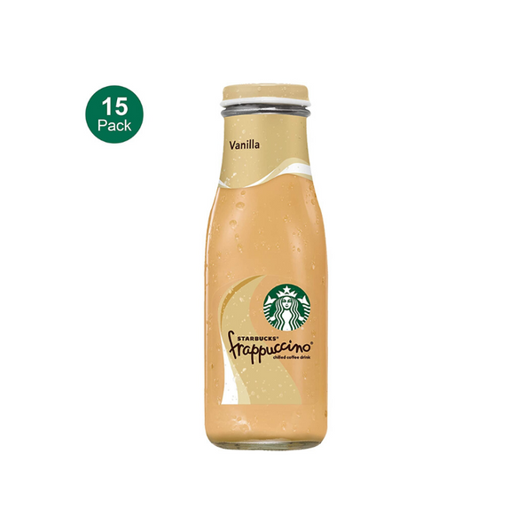 15 botellas de vidrio de Starbucks Frappuccino, vainilla