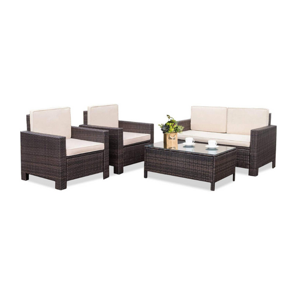 Outdoor Wicker Sofa 4 Piece Patio Set