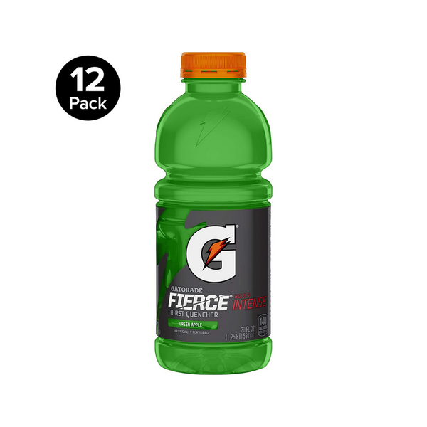 Paquete de 12 bebidas deportivas Gatorade Fierce de 20 onzas (manzana verde)