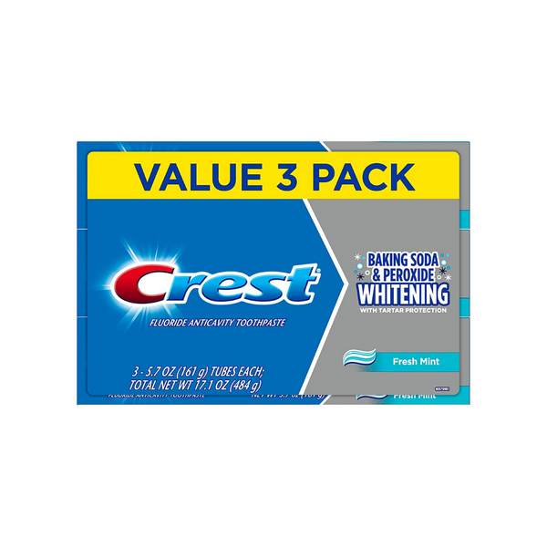 Paquete de 3 pastas de dientes con peróxido y bicarbonato de sodio blanqueador Crest de 5.7 oz